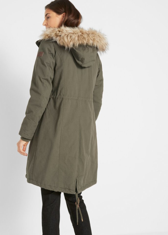 Winterparka mit Fellimitat-Kapuze