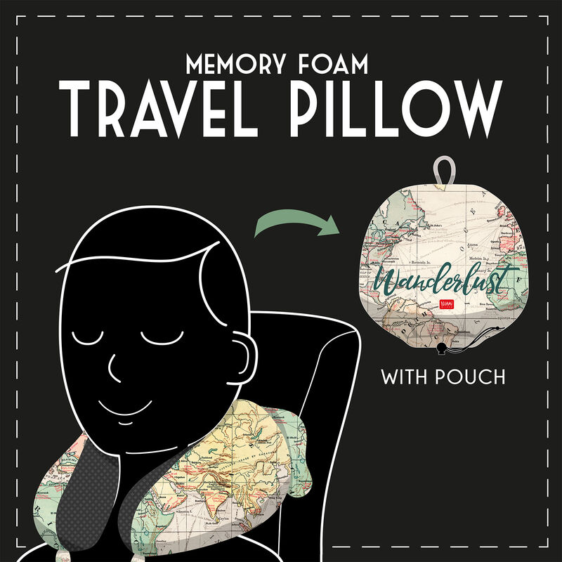 Almohada de viaje hecha de espuma viscoelástica.