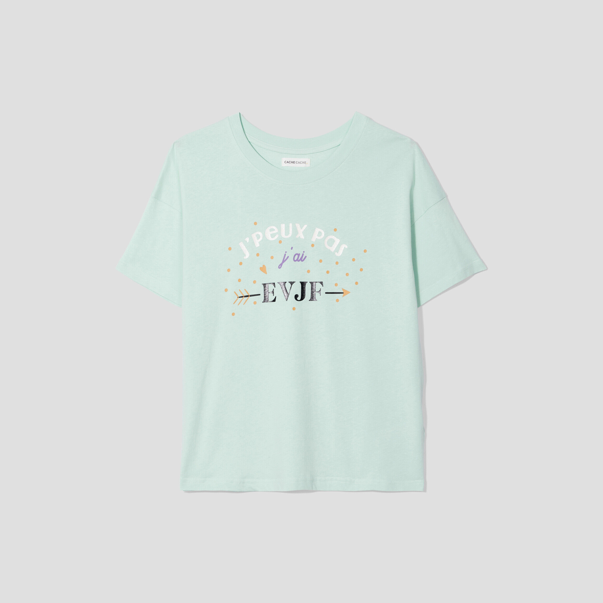 T-shirt oversize col rond vert pastel femme | Cache Cache