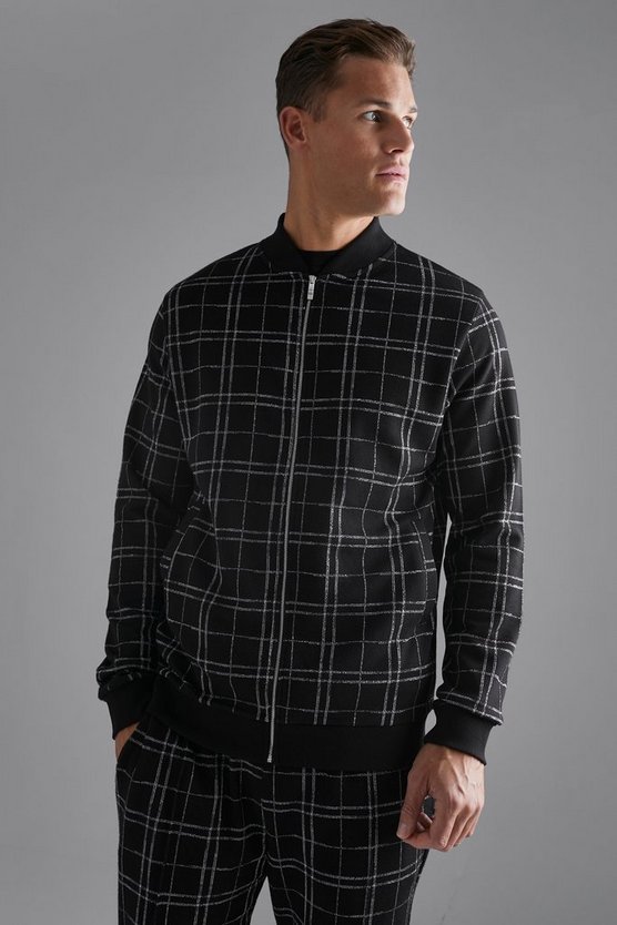 Tall smarte karierte Bomberjacke