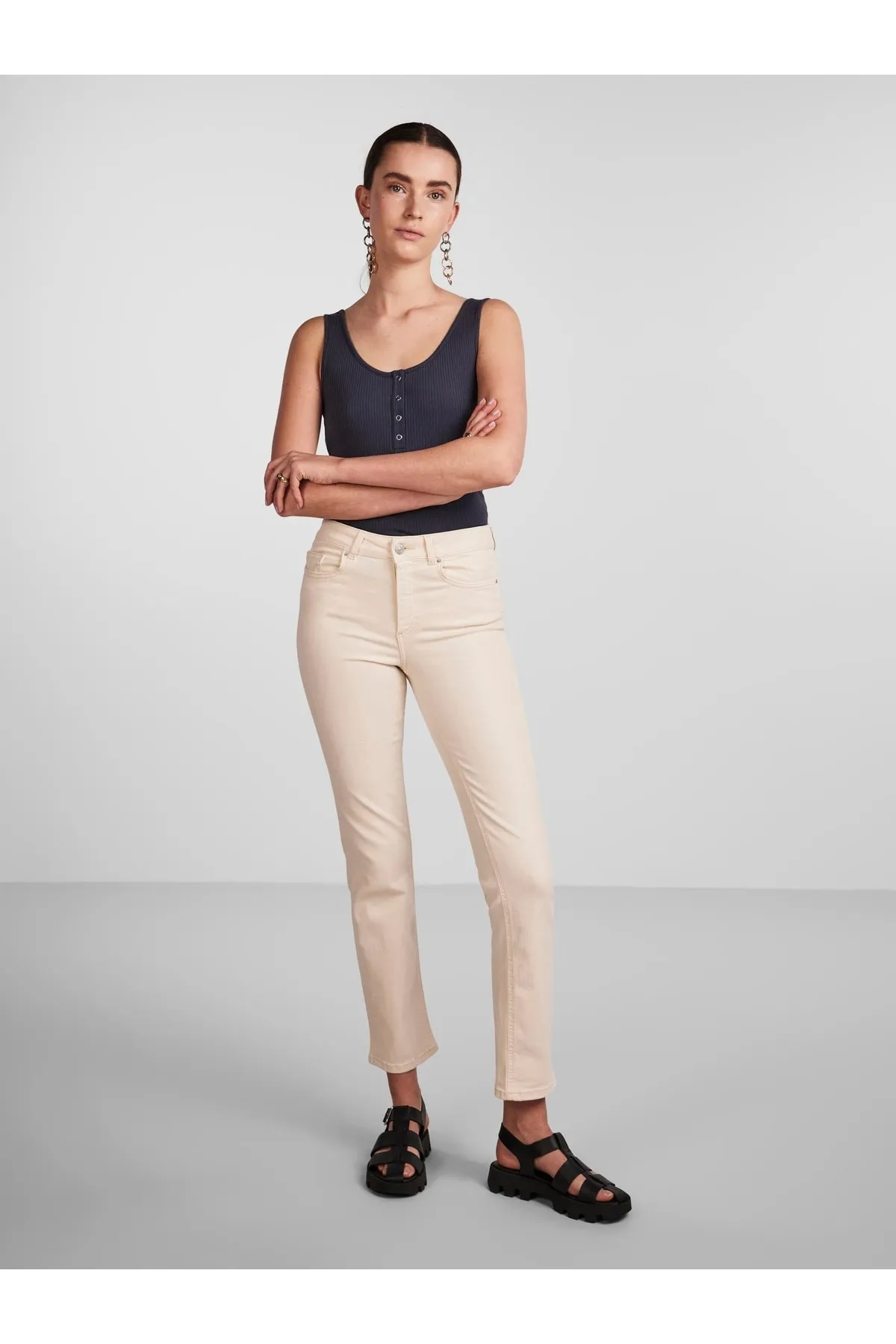 PIECES  Jeans - Beige - Zigarettenschnitt