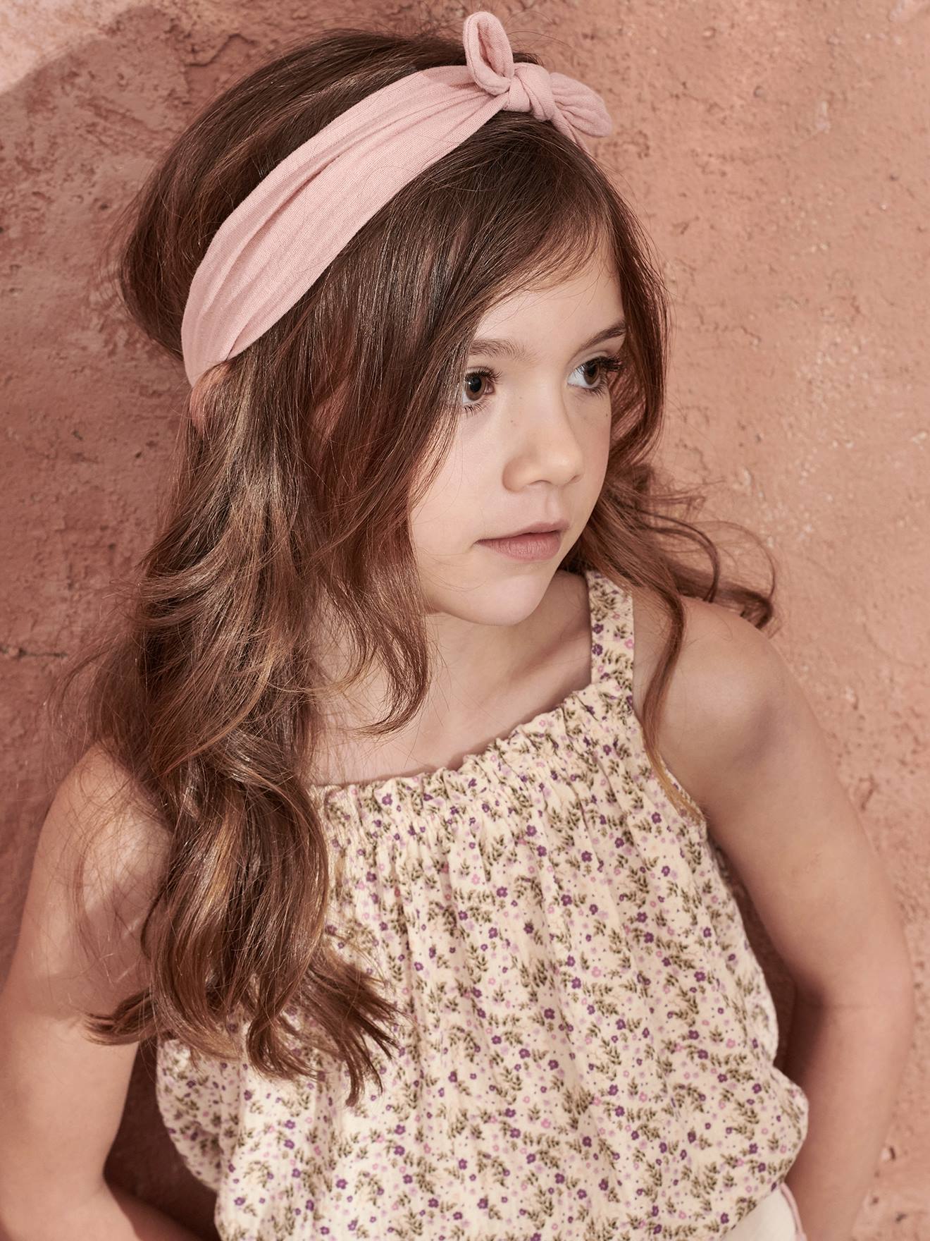 Blouse à bretelles en gaze de coton fille sable