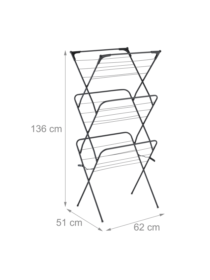 relaxdays Wäscheständer in Schwarz - (B)62 x (H)136 x (T)51 cm günstig kaufen onesize
