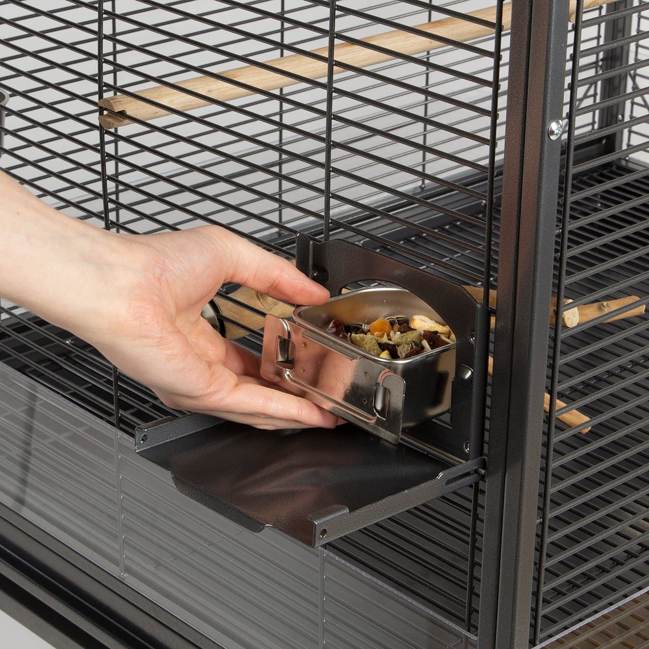 Montana Cages Vogelkäfig Madeira III - Antik, Sittichkäfig, Käfig, Voliere für Sittiche waagerechte Verdrahtung & Anflugklappe