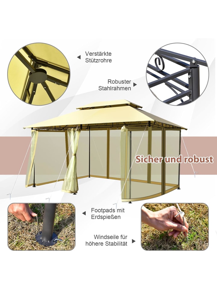 COSTWAY Pavillon Metall 3x4m in Beige günstig kaufen onesize