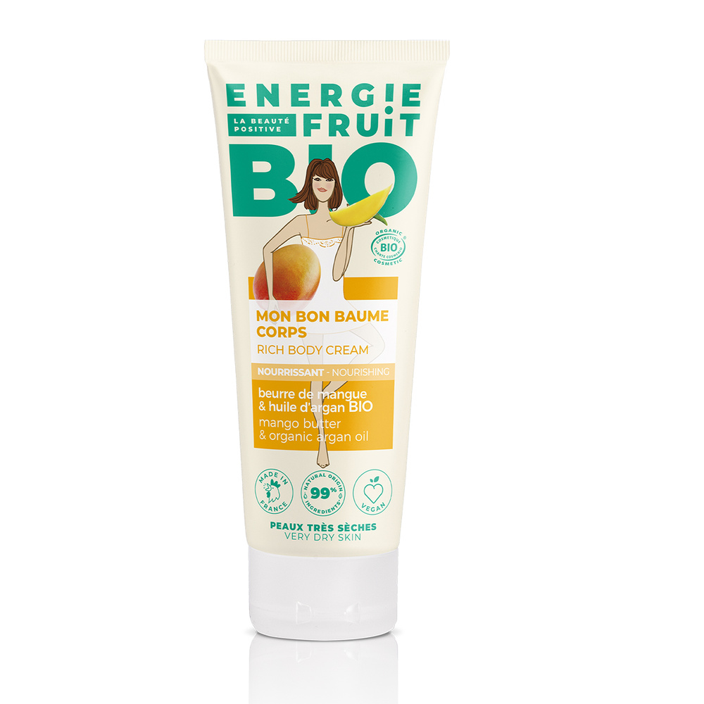 energie fruit MON BON BAUME BIO NOURISSANT | BEURRE DE MANGUE & HUILE D'ARGAN BIO 99% Baume corps certifié BIO
