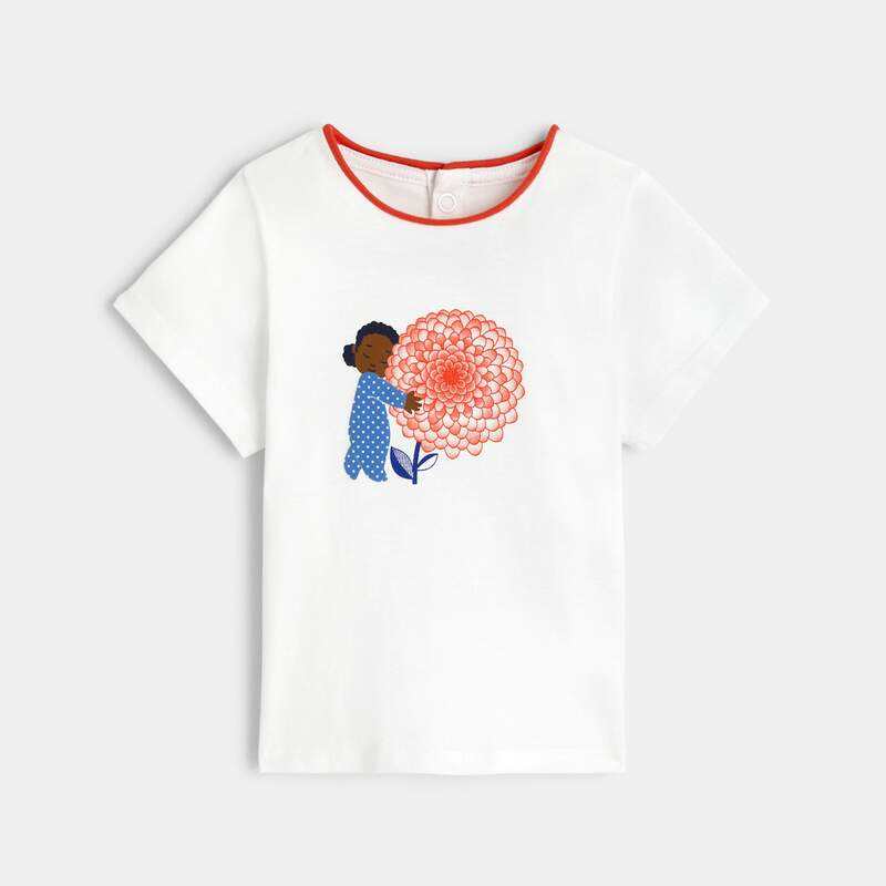 T-shirt manches courtes orange bébé fille