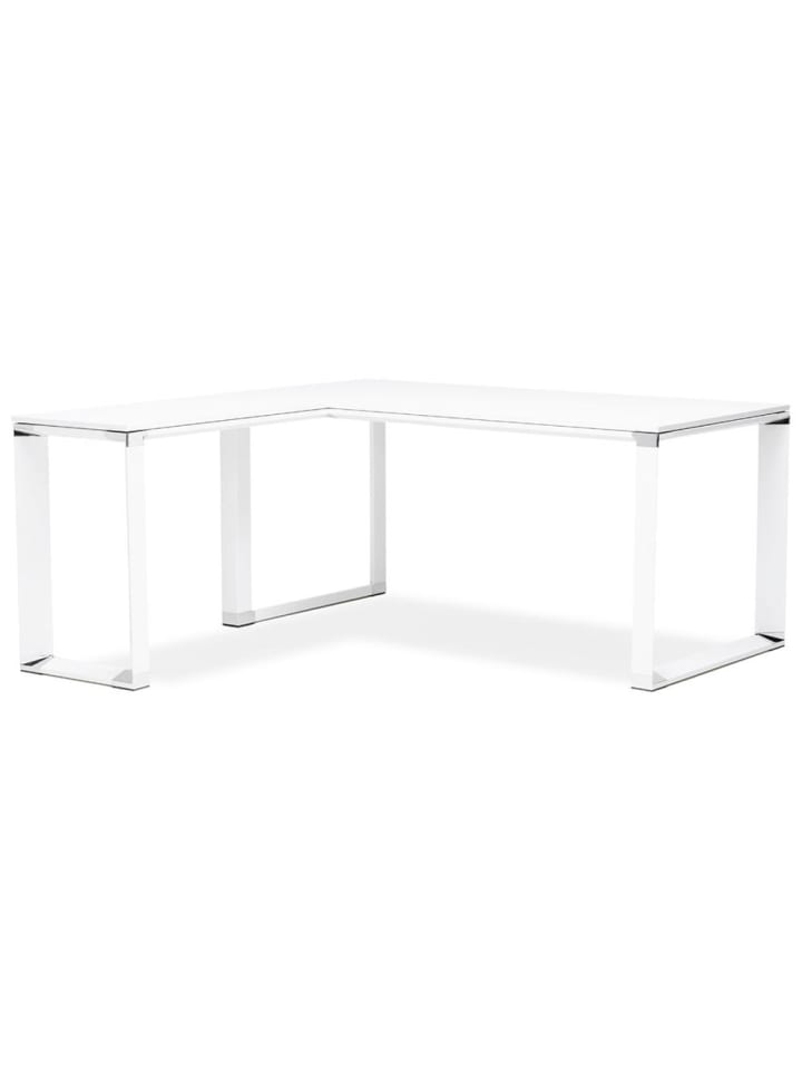 KADIMA DESIGN Eckschreibtisch 170x160 cm platzsparend funktional, Holz & Metall in Weiß günstig kaufen