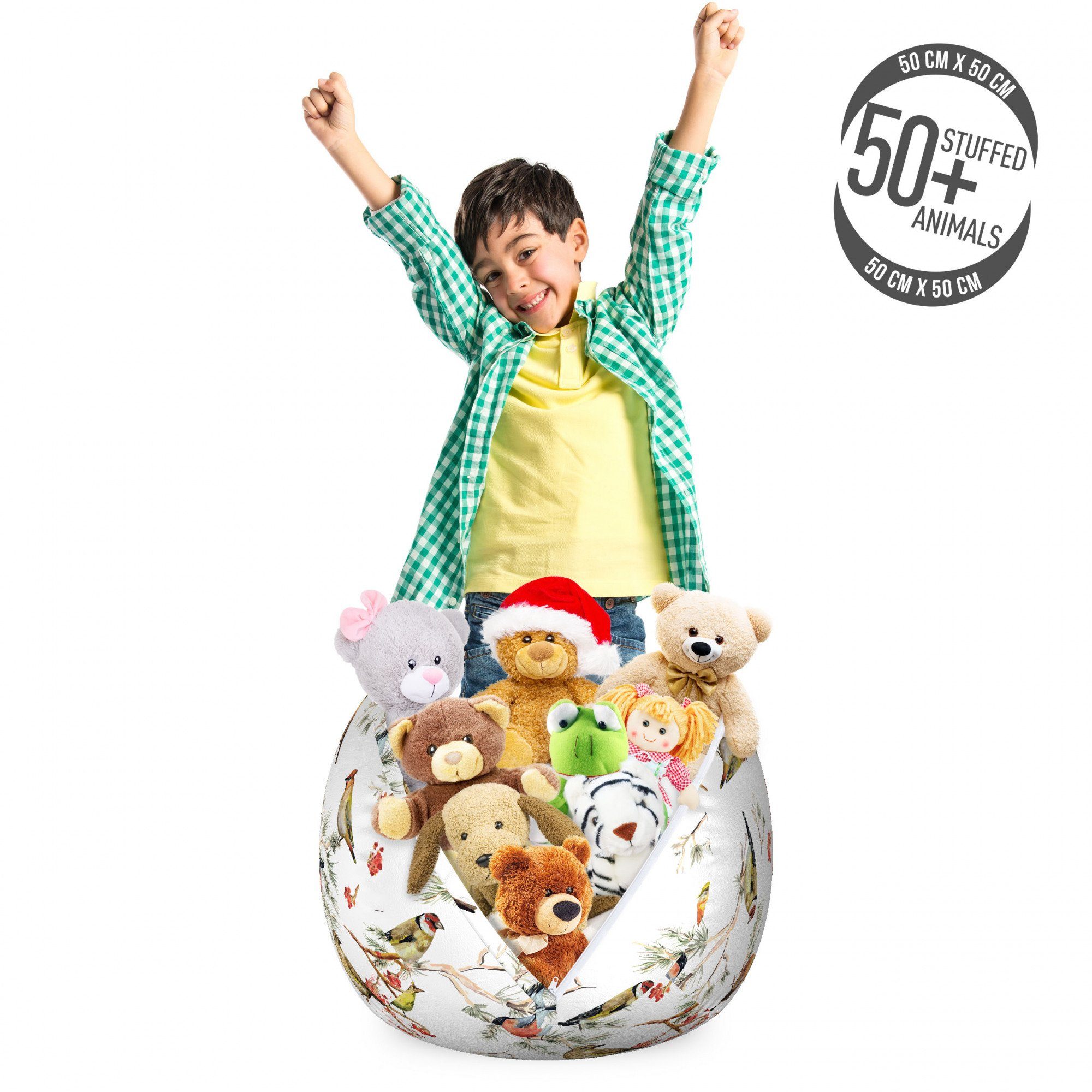 Abakuhaus Spielzeugtruhe Gefüllter Tier Organizer Waschbare Tasche für Kinder, Tier Bunte Waldvögel