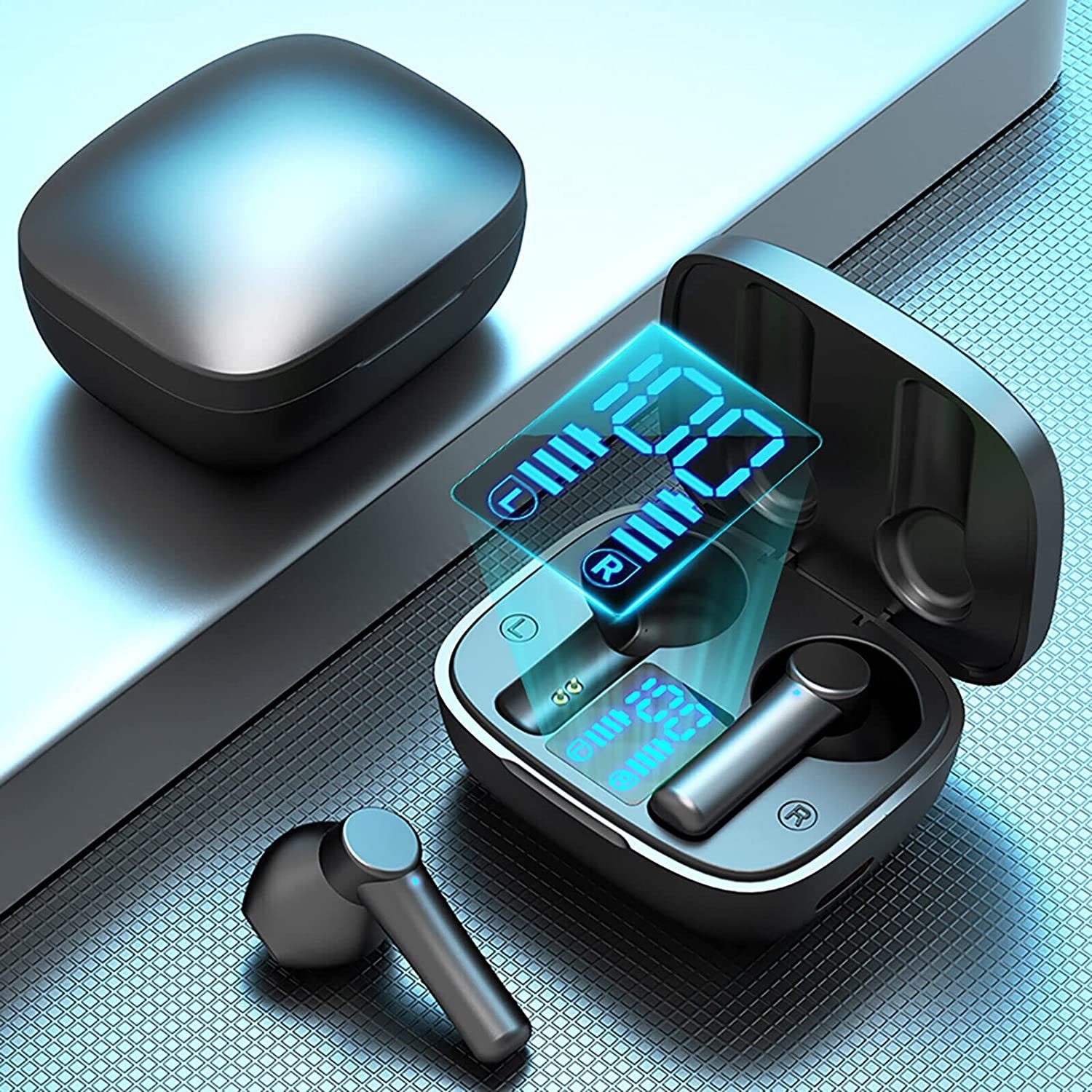 Mutoy True Wireless Bluetooth 5.0, Bluetooth Kopfhörer Wasserdicht IPX6 In-Ear-Kopfhörer (Voice Assistant, Bluetooth, Steuerung für Anrufe und Musik,LED Ladestandsanzeige,True Wireless)