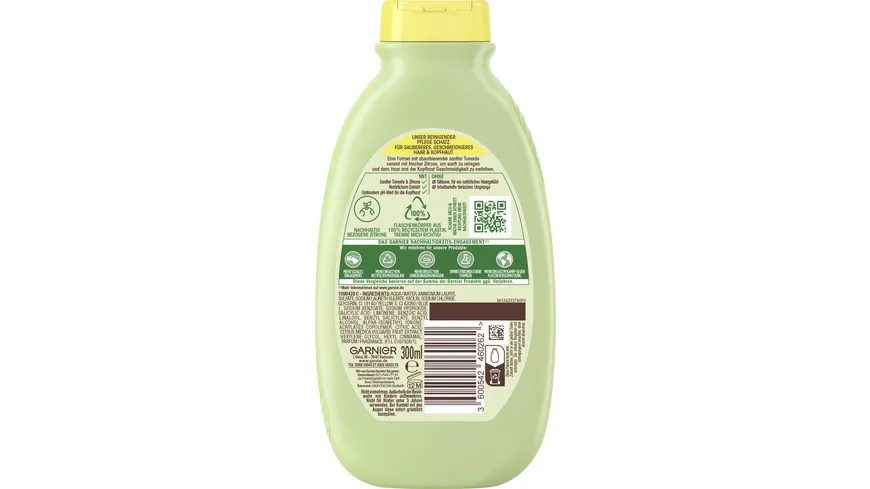 Garnier Wahre Schätze Shampoo Tonerde/Zitrone - Für ein natürliches und geschmeidiges Haargefühl ohne Silikone 300 ml