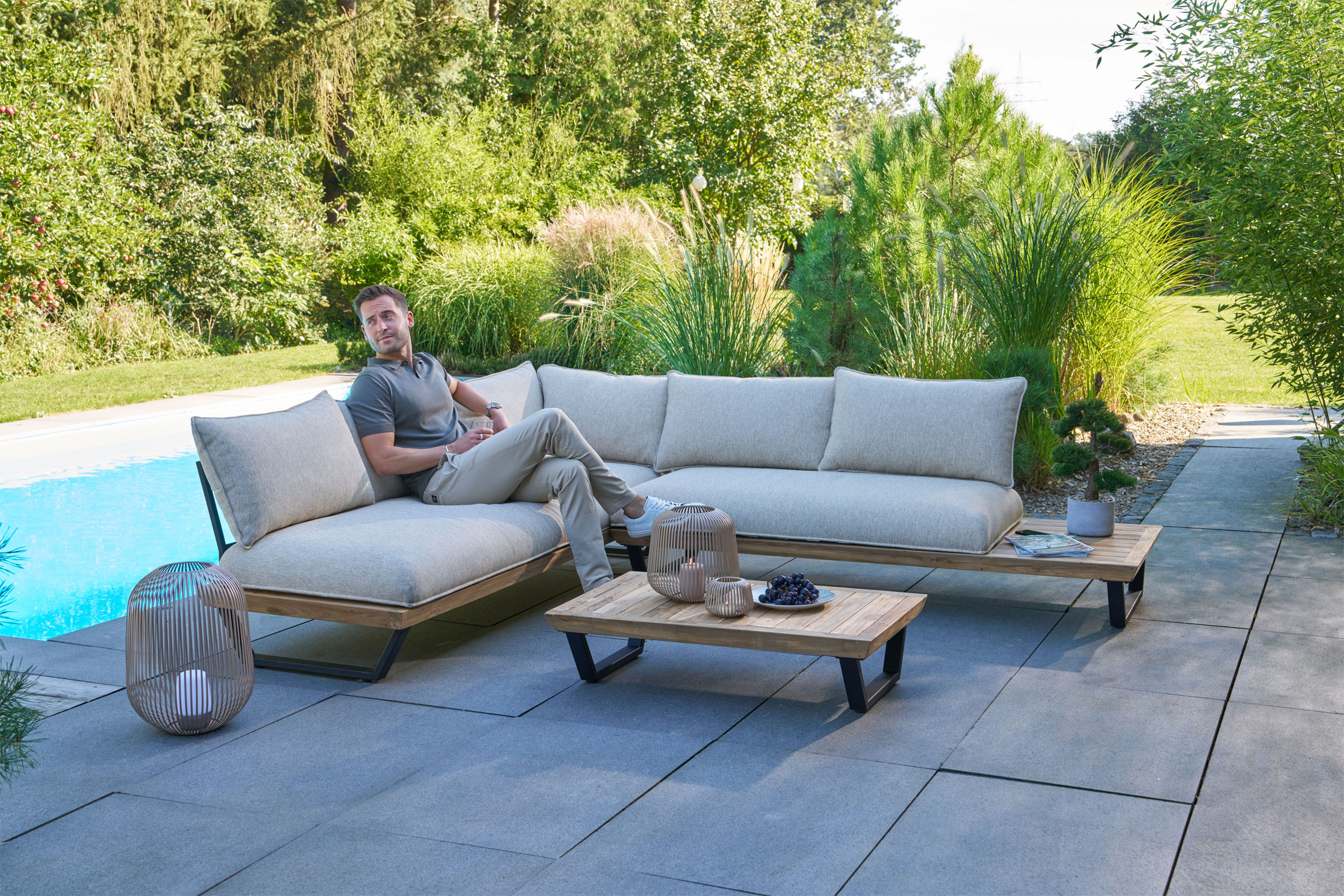 OUTDOORGartensofaset Teak 3 tlg.