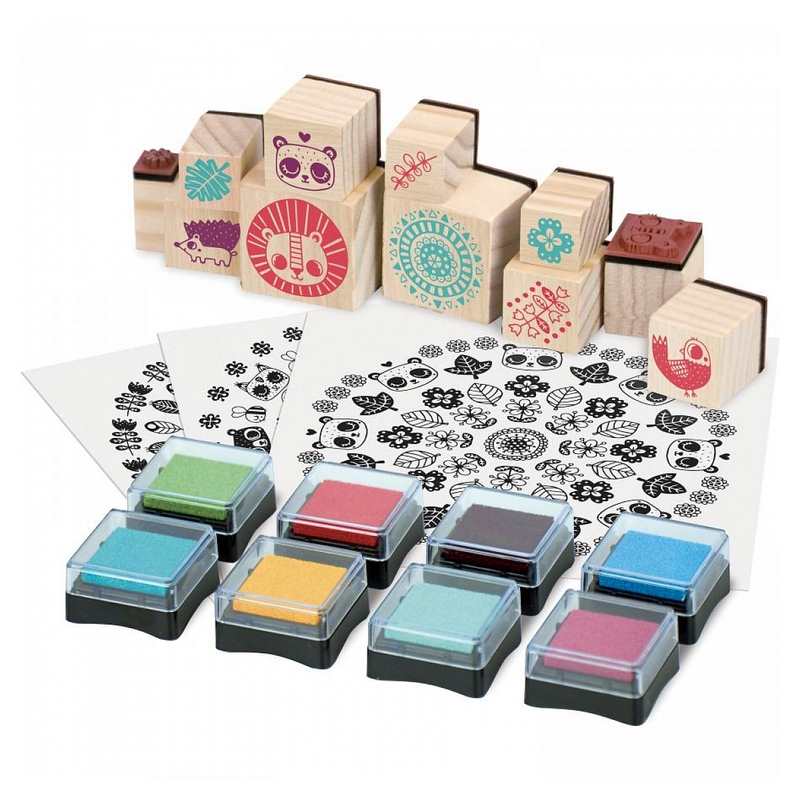Coffret 56 tampons mandalas avec encreurs, Vilac