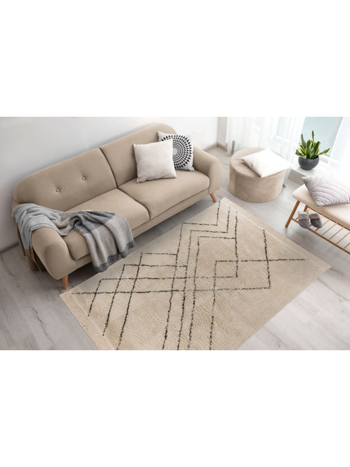 Kayoom Teppich Kessiah in Creme / Schwarz günstig kaufen