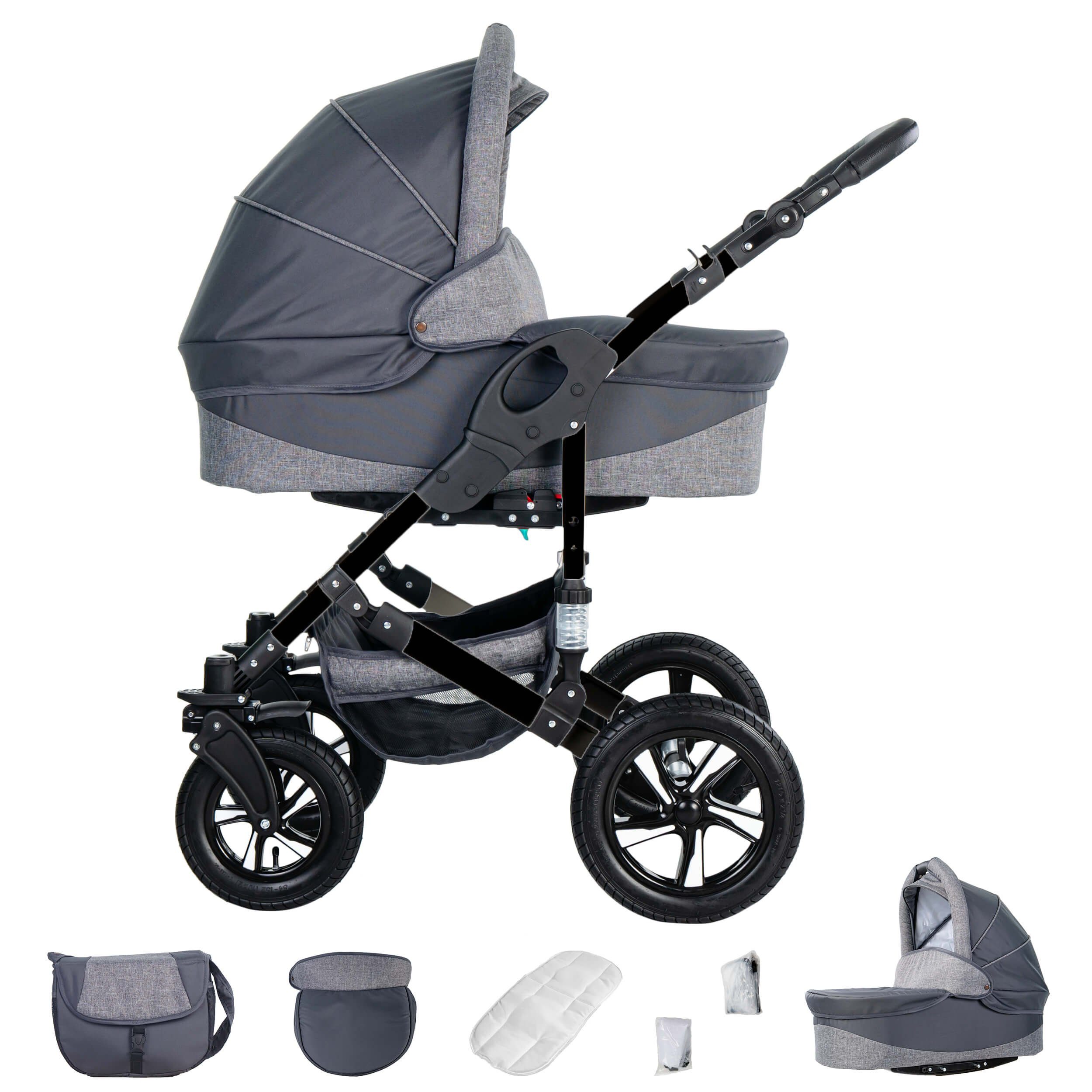 Friedrich Hugo baby's moving art Kombi-Kinderwagen Münster, 3 in 1, Hartgummireifen