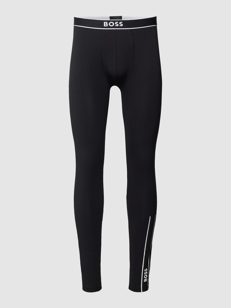 Lange Pants mit Label-Stitching in schwarz