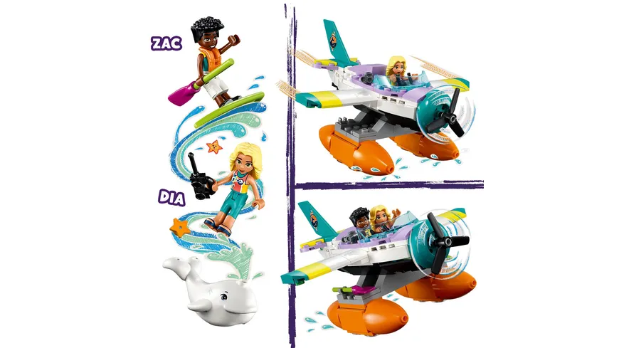 LEGO Friends 41752 Seerettungsflugzeug, Flugzeug-Spielzeug & Mini-Puppen