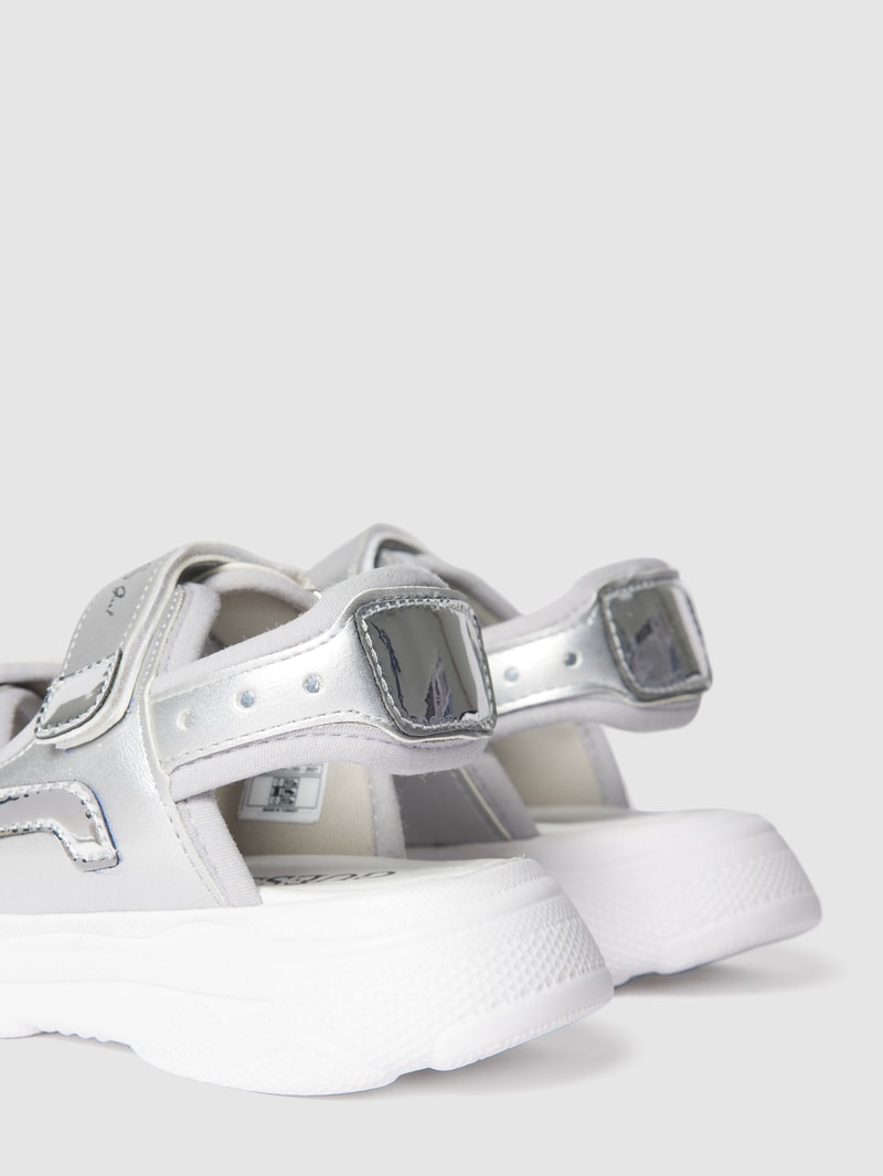 Sandalen mit Label-Print Modell 'MURIEL' in silber