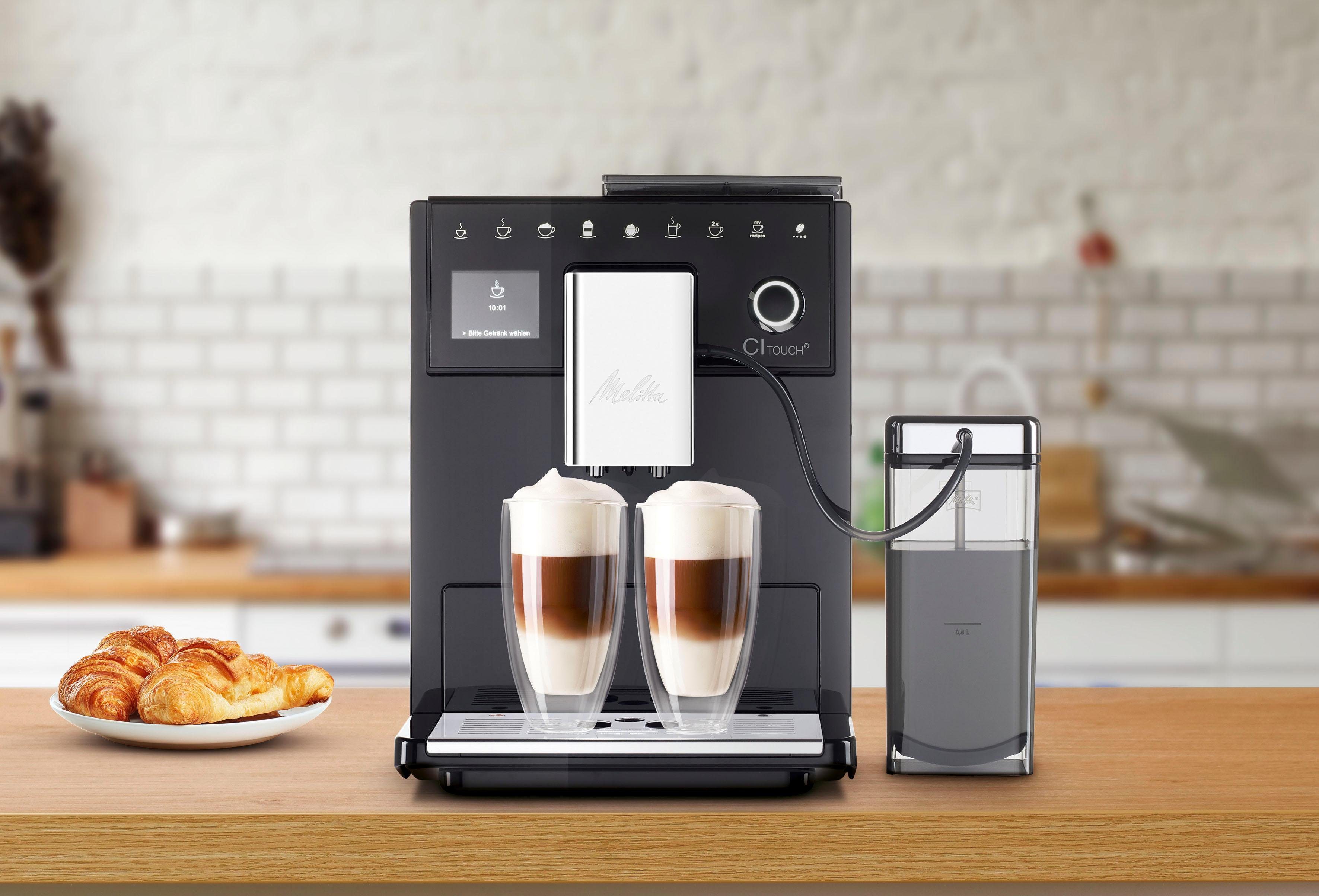 Melitta Kaffeevollautomat CI Touch® F630-102, schwarz, Bedienoberfläche mit Touch & Slide Funktion, flüsterleises Mahlwerk