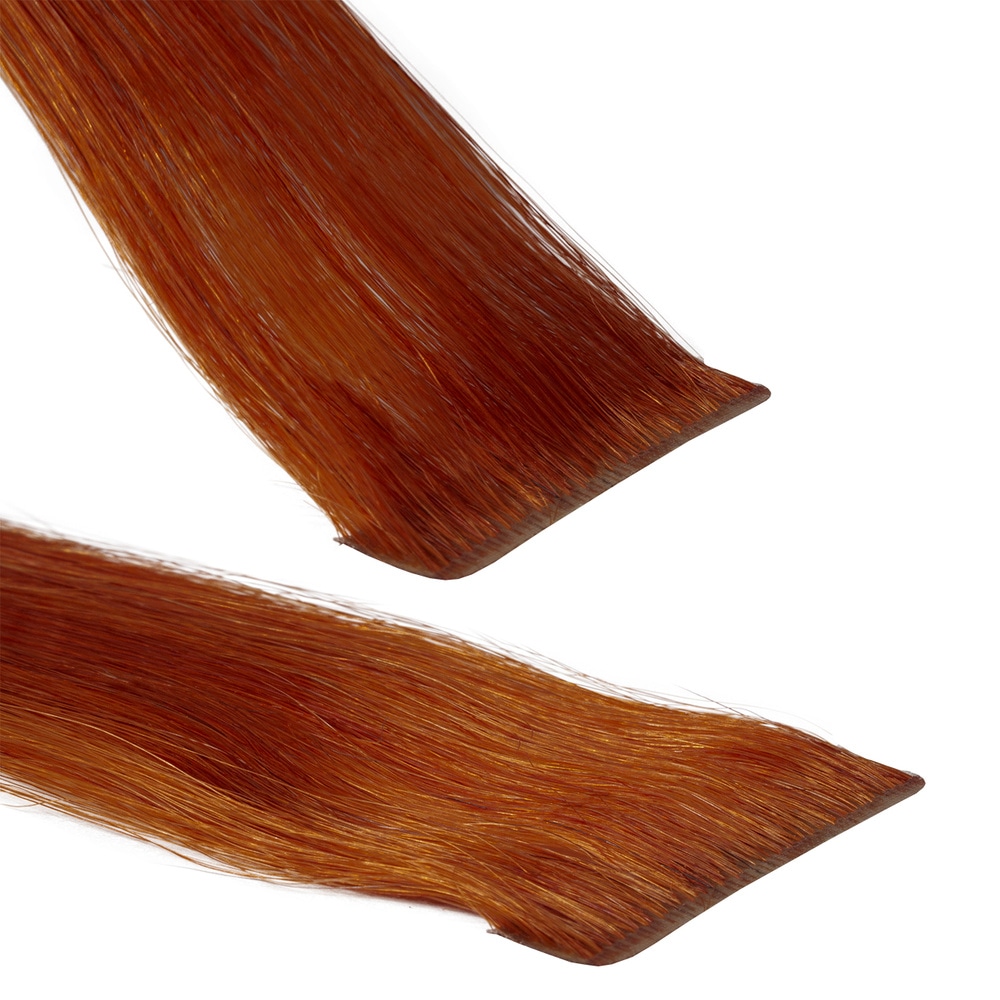 hair2heart Extensions adhesives Invisible Premium cheveux naturels #130 Rouge cuivré extensions