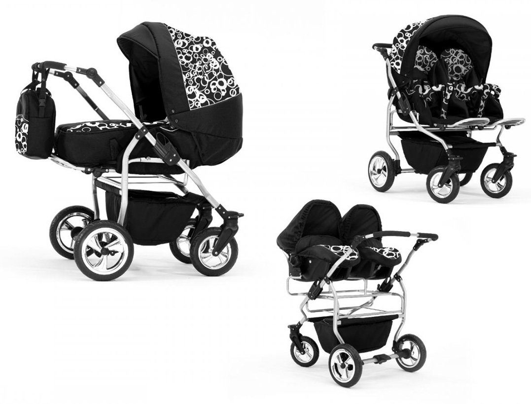 Elcar Zwillings-Kombikinderwagen Zwillingskinderwagen 3 in 1 Duo - 13 Teile - in 38 Farben
