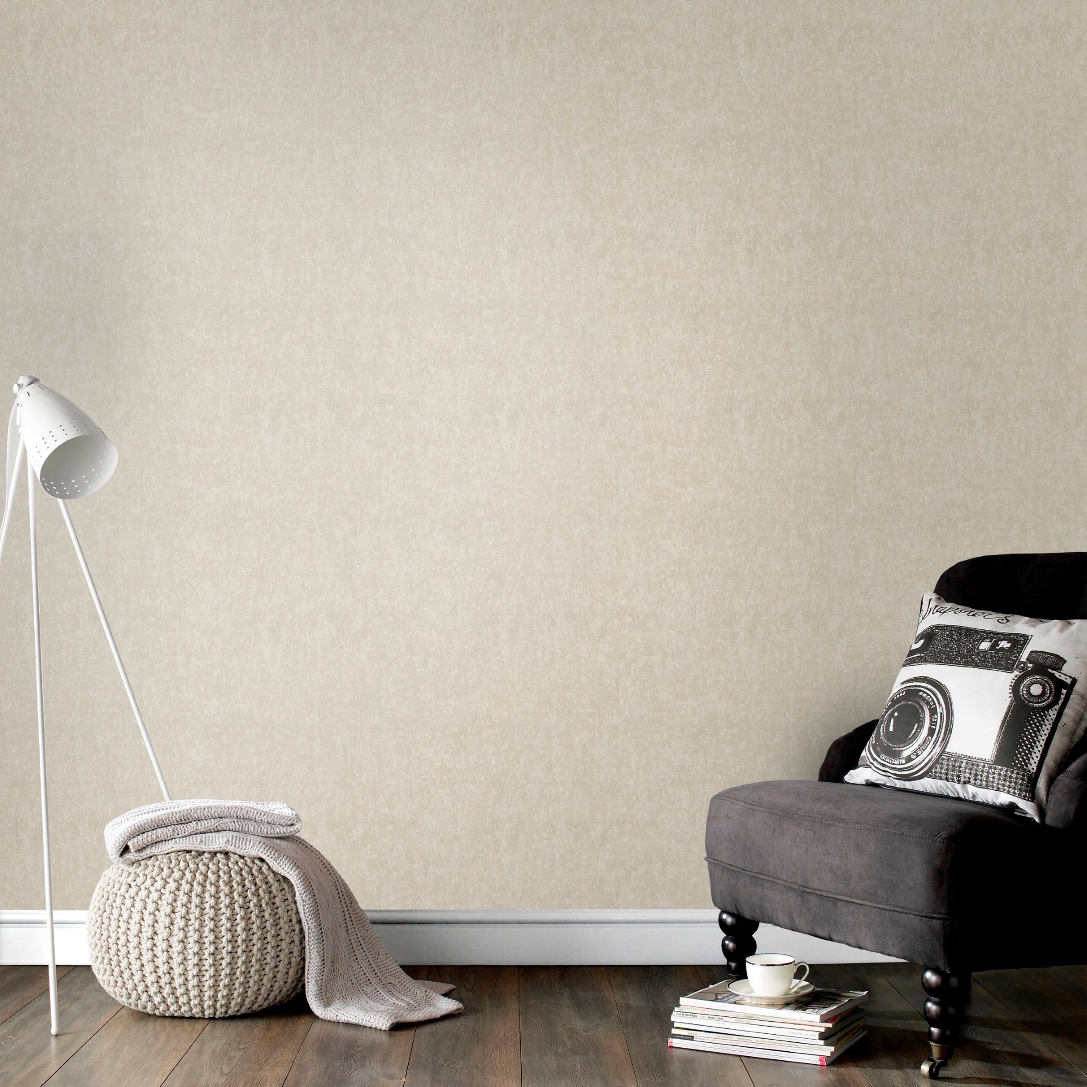 Superfresco Easy Vliestapete Beton Uni, Steinoptik, (1 St), Beige/Gold - 10m x 52cm
