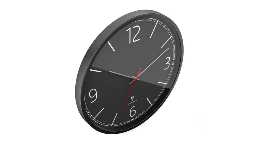 Mebus Funk Wanduhr Ø 30cm schwarz/schwarz
