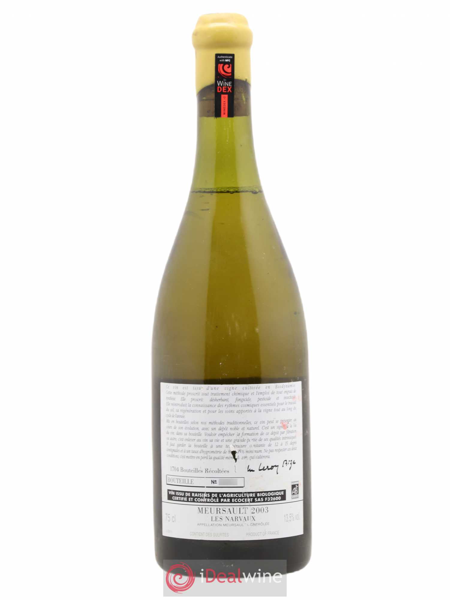 Meursault Les Narvaux d'Auvenay (Domaine)  2003 - Lot de 1 Bouteille