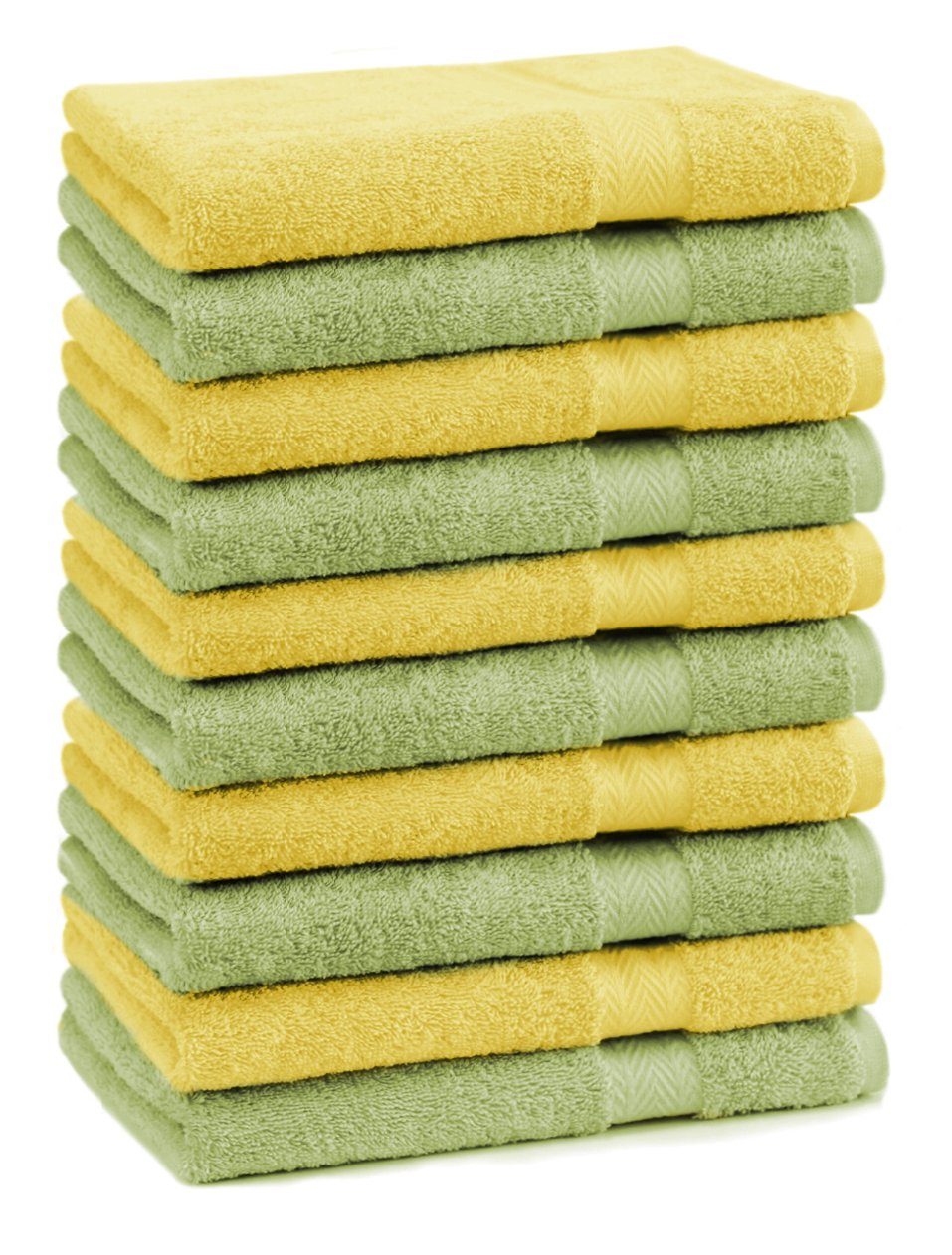 Betz Gästehandtücher 10 Stück Gästehandtücher Premium 100% Baumwolle Gästetuch-Set 30x50 cm Farbe apfelgrün und gelb, 100% Baumwolle