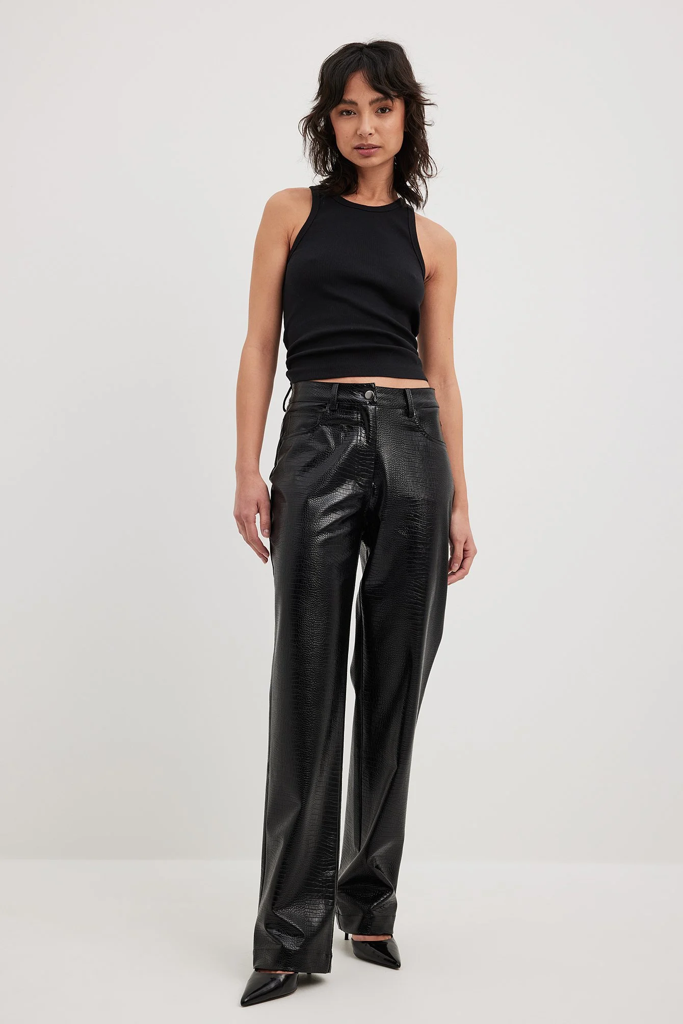 Gerade PU-Hose mit Reptilienmuster