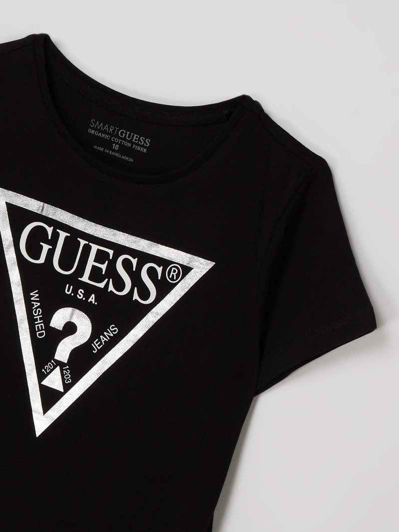 T-Shirt mit Metallic-Print in schwarz