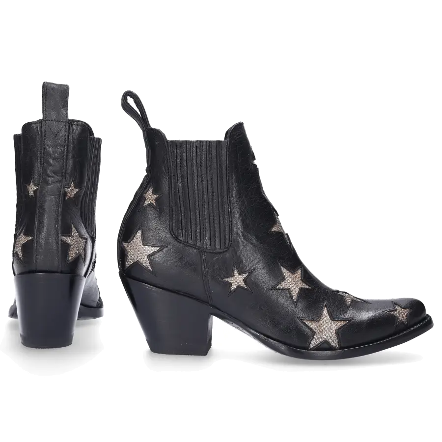 MEXICANA - Chelsea Boots CIRCUS 2 Kalbsleder Sternenmuster gold schwarz - schwarz