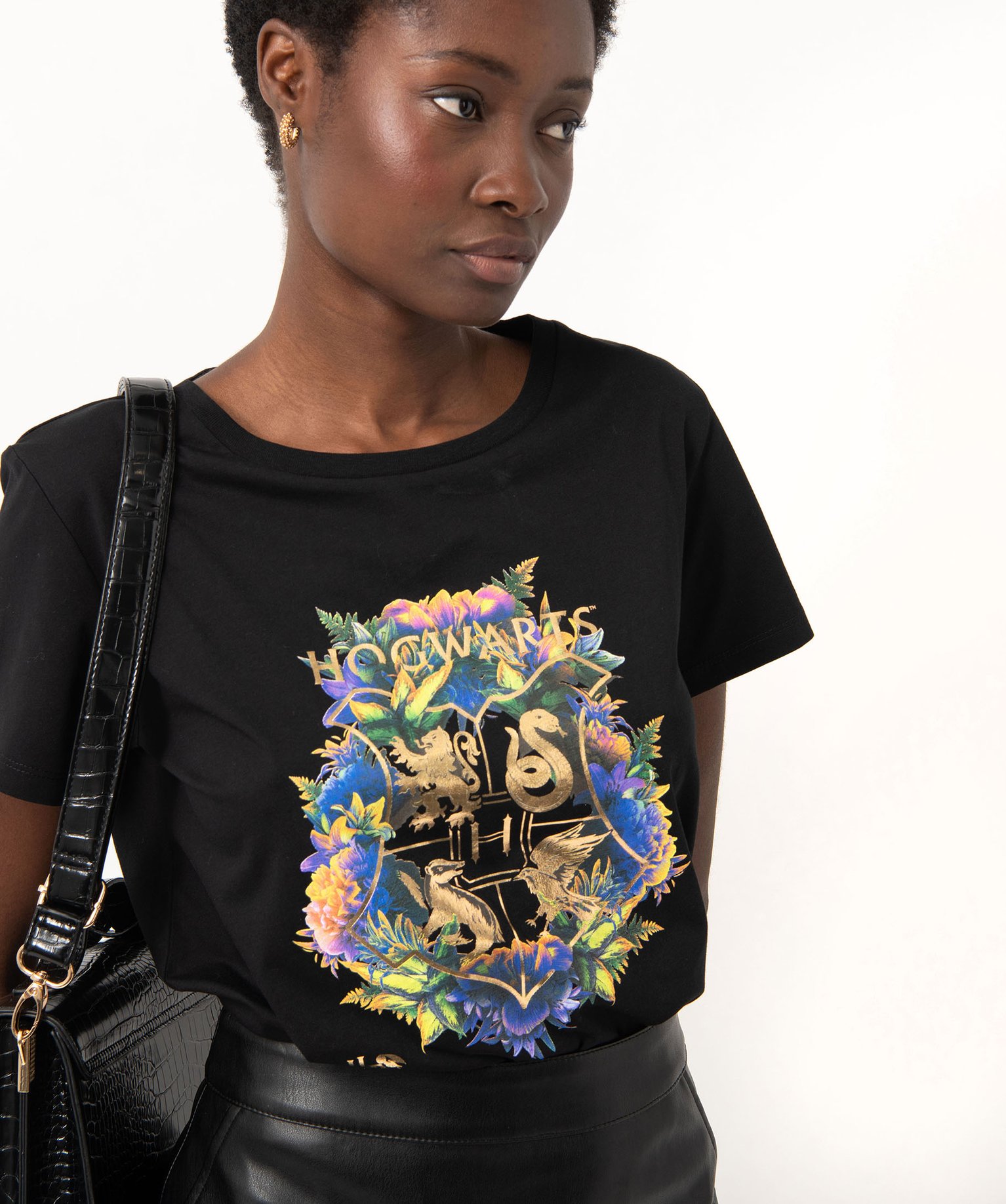 Tee-shirt à manches courtes avec motif pailleté femme - Ha... noir | GEMO
