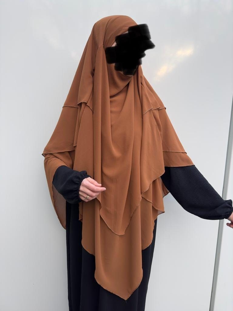 Aymasal Kopftuch Dreilagiger Khimar Chiffon Khumur Hijab Kopftuch Bedeckung locker