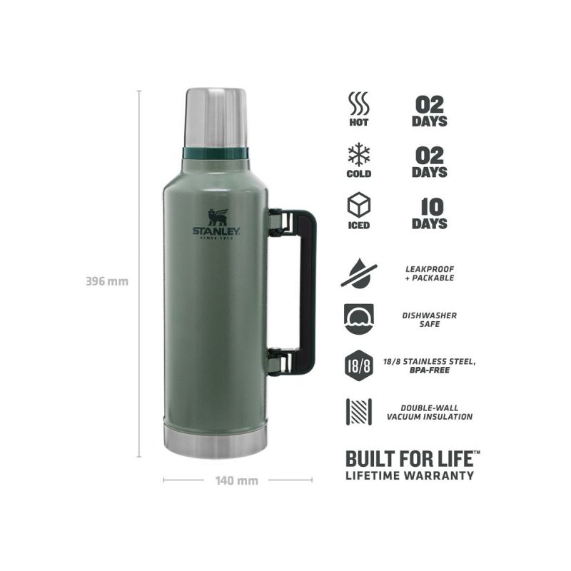 Stanley Classic Legendary Bottle XXlarge 2.5qt \/2.3 lt Hammertone Green