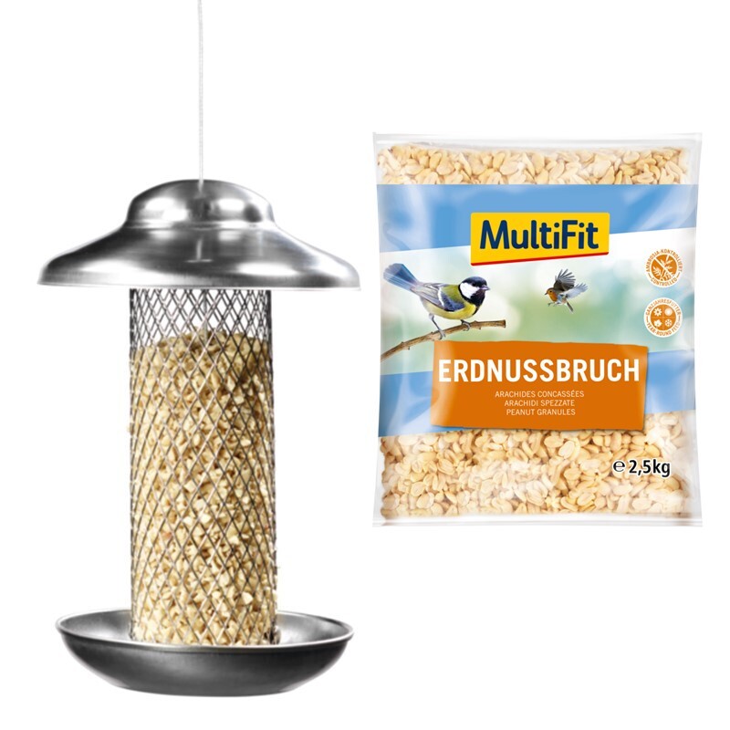 AniOne Wildvogelfutter AniOne Futtersäule Erdnüsse mit MultiFit Erdnussbruch