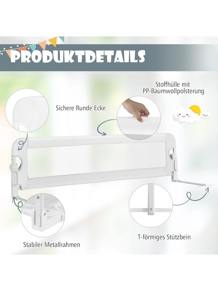 COSTWAY Bettgitter in Weiß günstig kaufen 150 x 45 cm