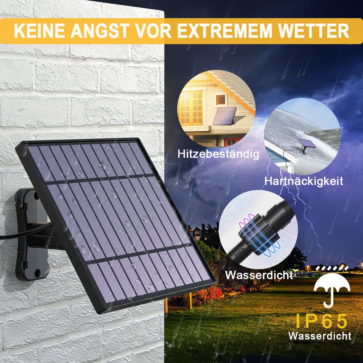 DOPWii LED Solarleuchte Solarlampen,180 ° Einstellbares IP65,5m Kabel