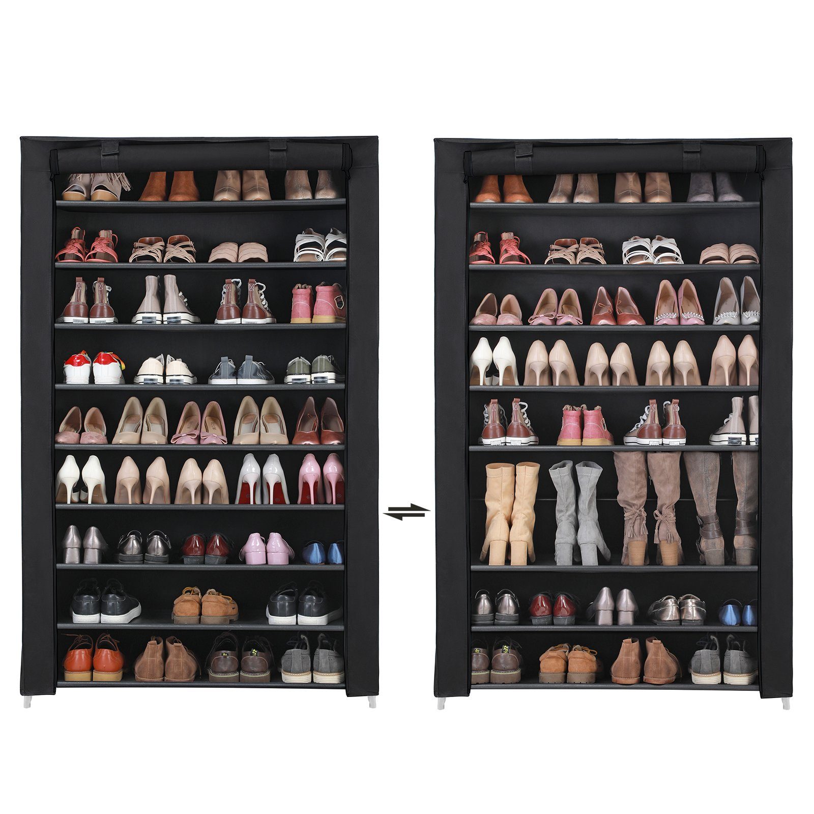 SONGMICS Schuhregal Stoffschrank, 10 Ebenen, Vliesstoff, Schuhschrank