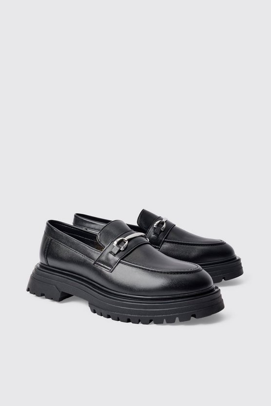 Klobige PU-Loafer mit Metall-Detail