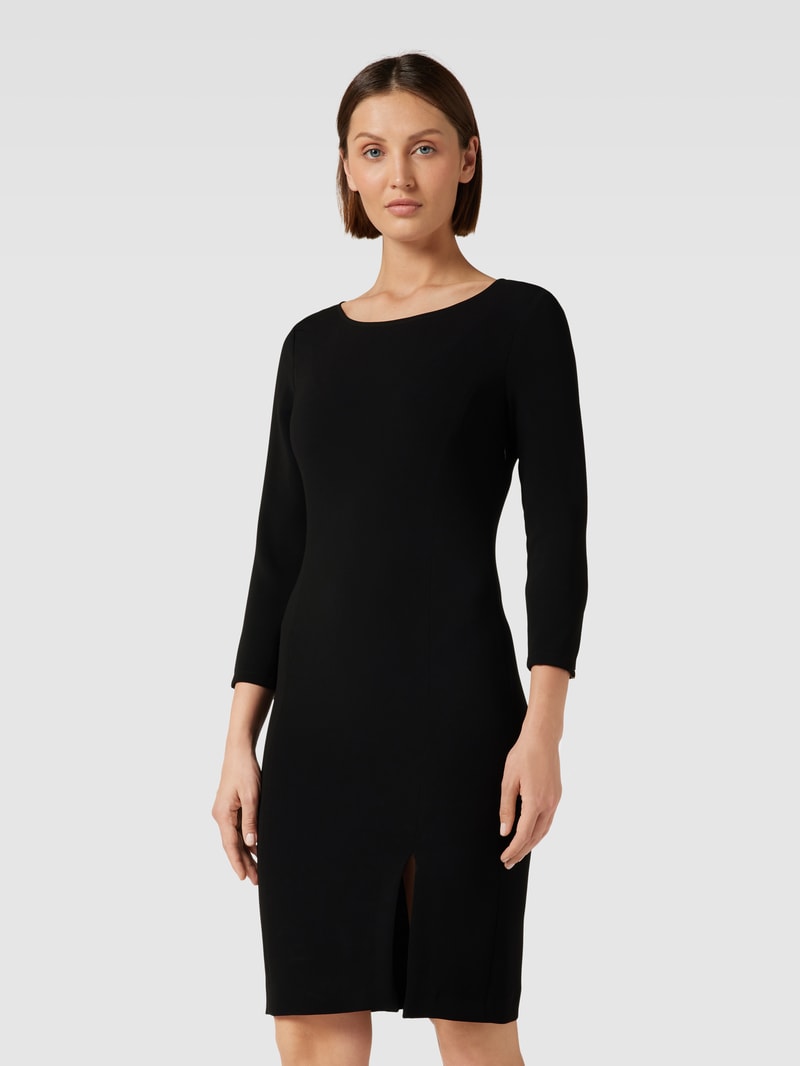 Knielanges Kleid mit Gehschlitz Modell 'RIETI' in schwarz