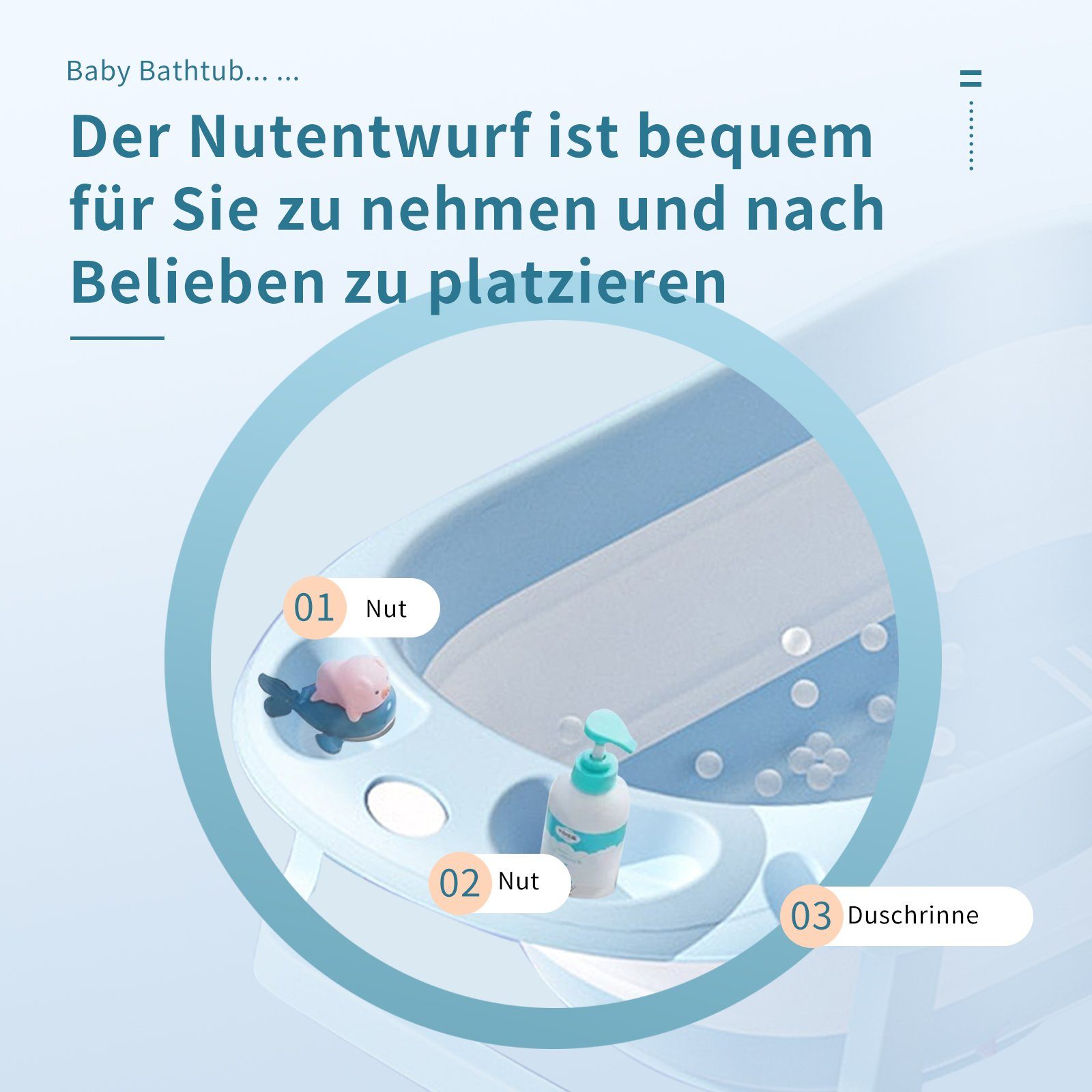 IKIDO Babybadewanne Faltbare Badewanne für Kinder, (Tragbare Badewanne für Dusche, Kinder Summer Schwimmbad), Bisphenol A frei, bleifrei, phthalatfrei