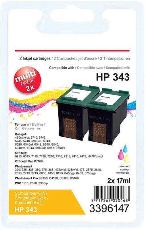 Viking 343 Kompatibel HP Tintenpatrone CB332EE 3 Farbig Duopack 2 Stück