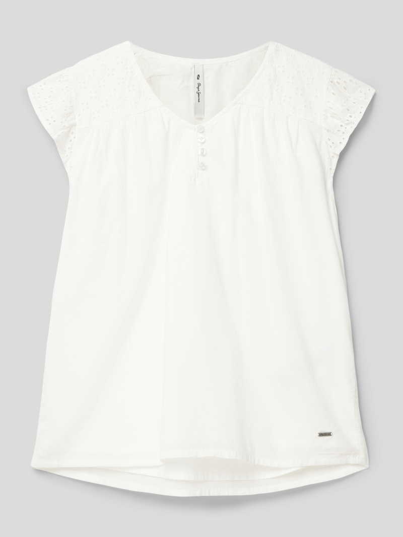 Blusenshirt aus Baumwolle mit Label-Detail Modell 'HILARY' in offwhite