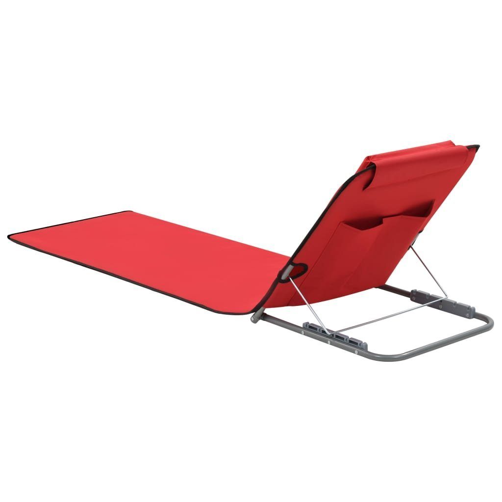vidaXL Campingliege Klappbare Strandmatte 2 Stk Stahl und Stoff Rot