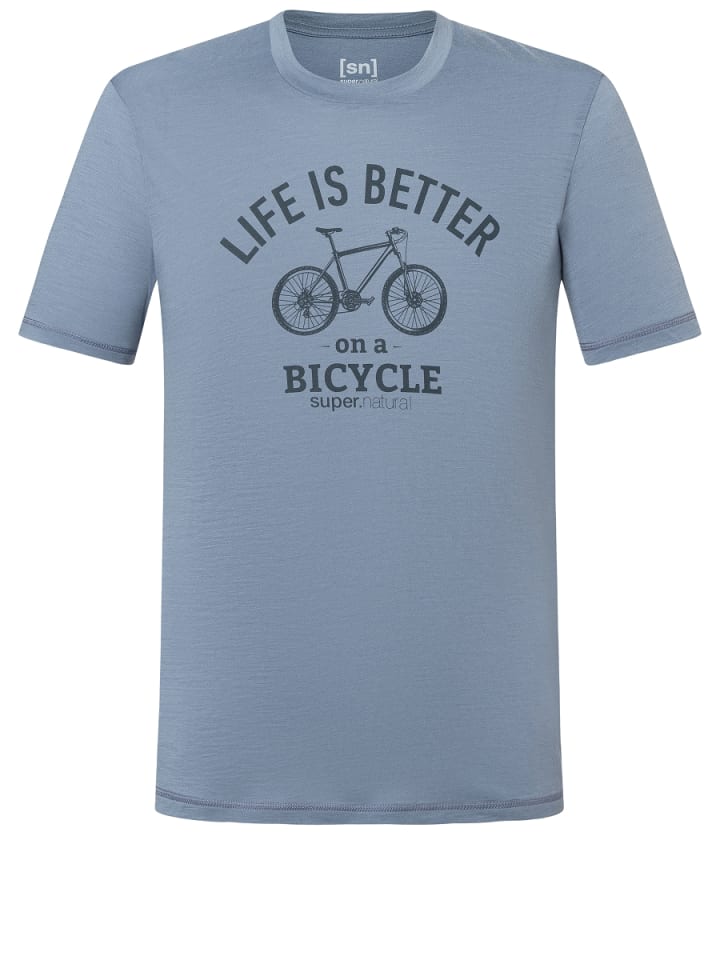 super.natural Merino T-Shirt M BETTER BIKE TEE in Grau-Blau günstig kaufen