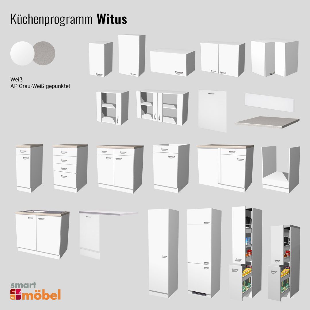 Flex-Well Arbeitsplatte - 210 x 60 x 2,8 cm - Grau-Weiß gepunktet – Witus