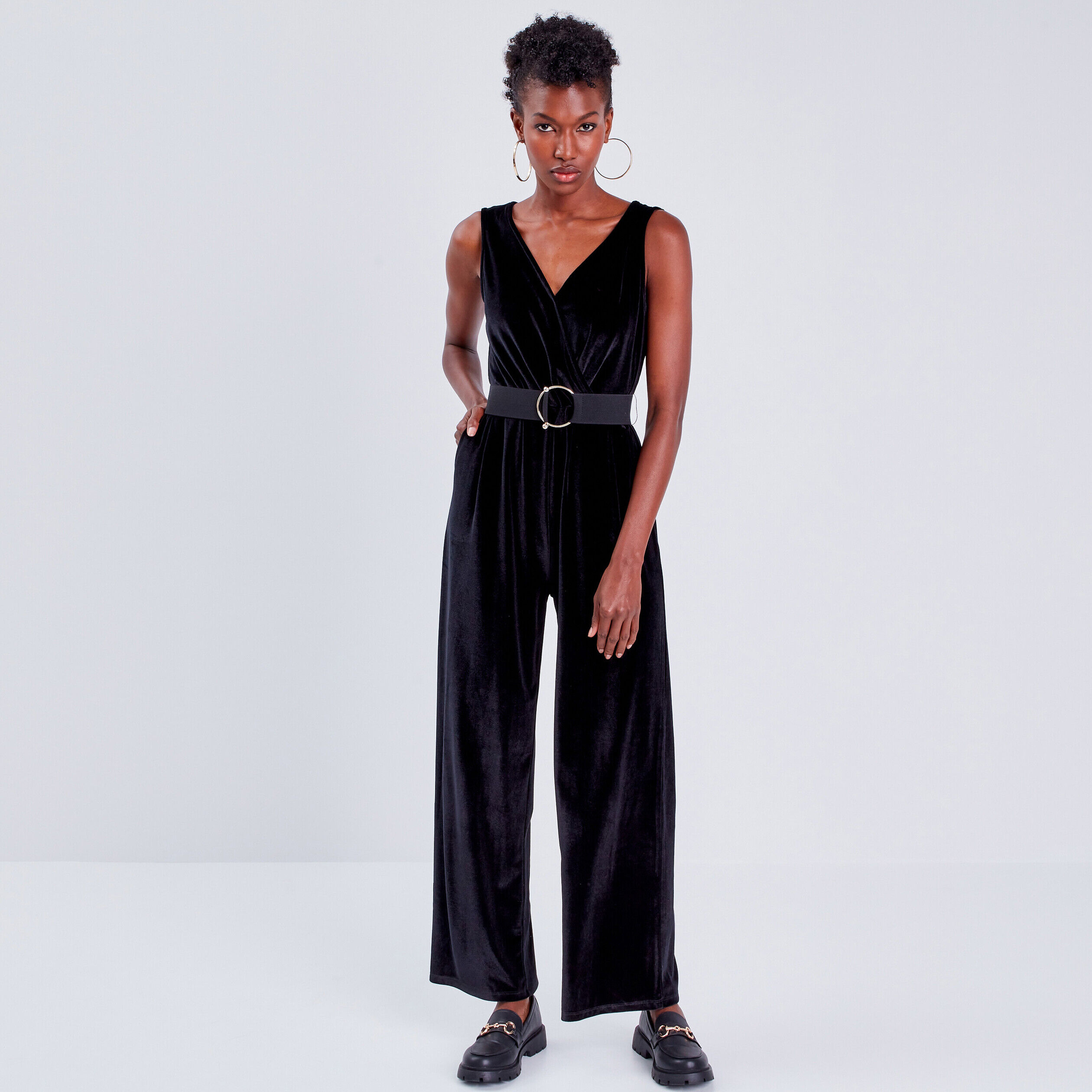Combinaison pantalon velours noir femme | Cache Cache