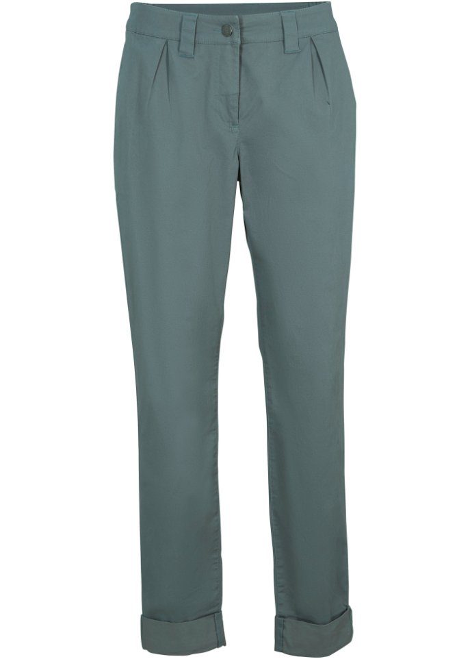 Stretch-Chino mit Bequembund und gekrempeltem Saum