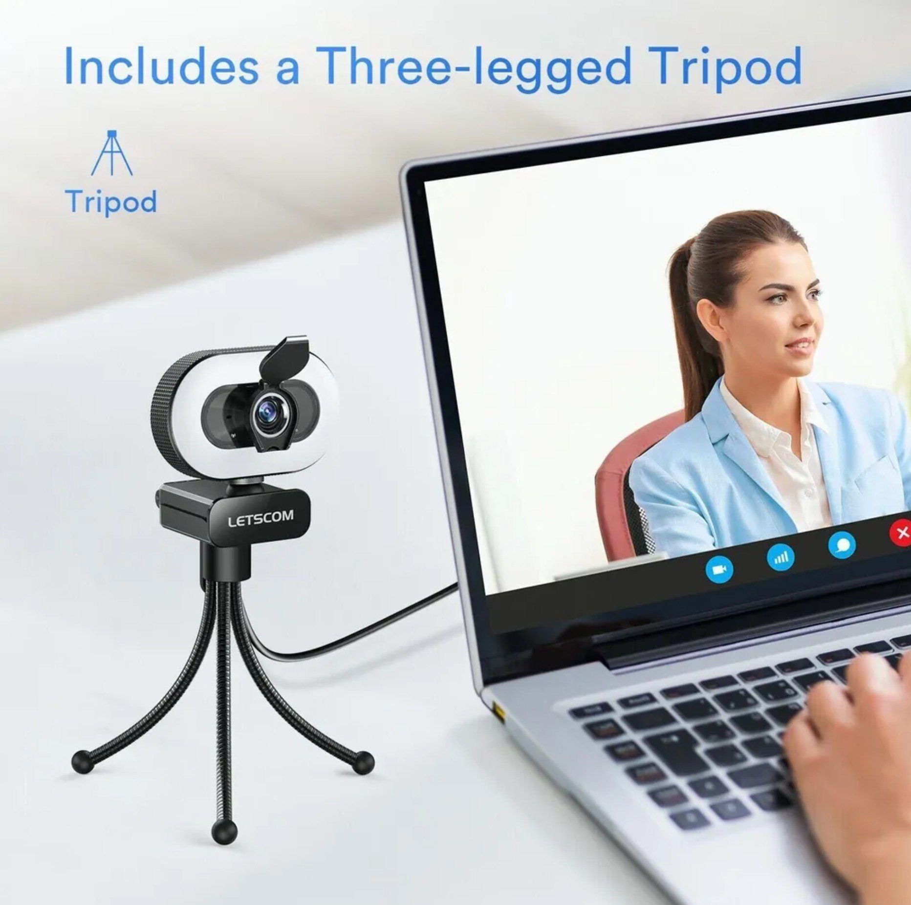OKA 1080P Full HD Webcam mit 360° Drehung, USB Computer Kamera Full HD-Webcam (mit Mikrofon, T3601, Schwarz)